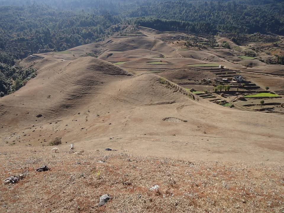 Terraced farmland and hills in Solukhumbu
